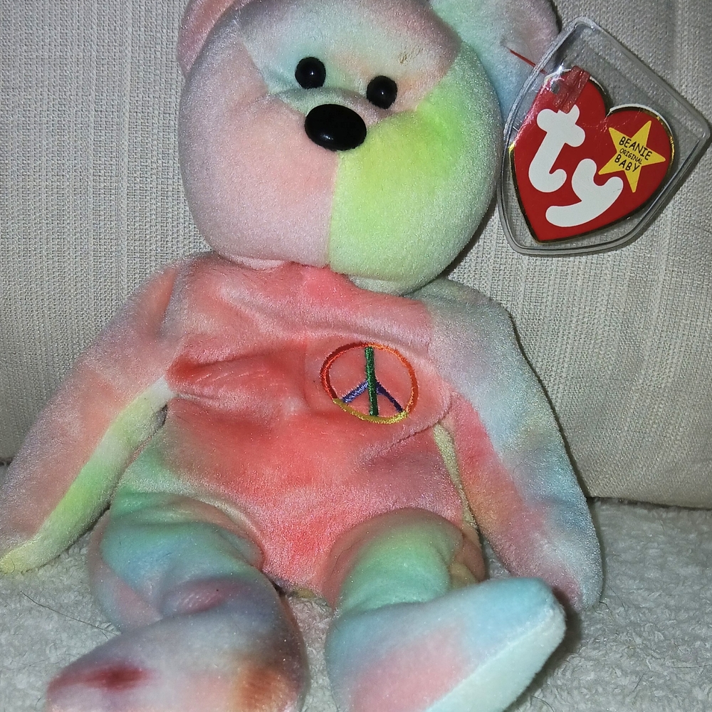 Ty Tie-Dye Peace Bear Plush